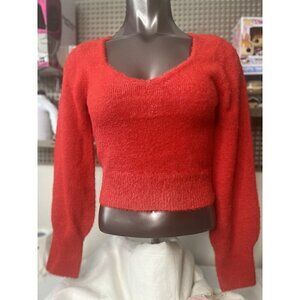 Sincerely Jules Women’s Sweater V-Neck Large Red NWT‎  Cropped